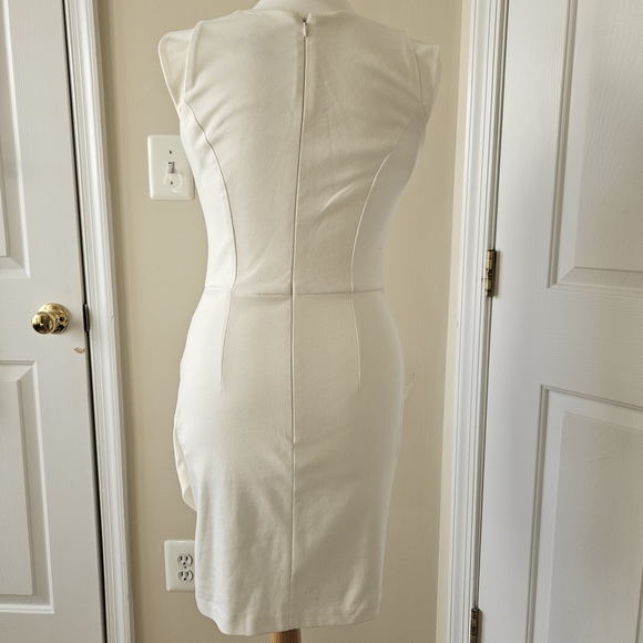 ASOS White Midi Sheath Dress with Side Drape - Picture 4 of 8